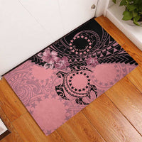 Cook Islands Turtle Rubber Doormat Stars and Hibiscus - Pink