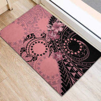 Cook Islands Turtle Rubber Doormat Stars and Hibiscus - Pink