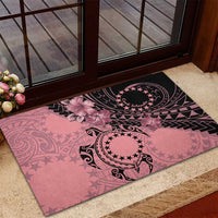 Cook Islands Turtle Rubber Doormat Stars and Hibiscus - Pink