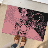 Cook Islands Turtle Rubber Doormat Stars and Hibiscus - Pink