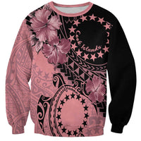 Cook Islands Turtle Sweatshirt Stars and Hibiscus - Pink