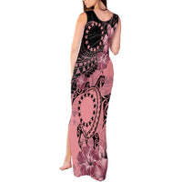 Cook Islands Turtle Tank Maxi Dress Stars and Hibiscus - Pink