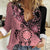 Cook Islands Turtle Women Casual Shirt Stars and Hibiscus - Pink