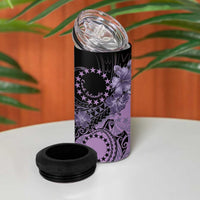 Cook Islands Turtle 4 in 1 Can Cooler Tumbler Stars and Hibiscus - Purple