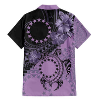 Cook Islands Turtle Family Matching Mermaid Dress and Hawaiian Shirt Stars and Hibiscus - Purple