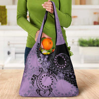 Cook Islands Turtle Grocery Bag Stars and Hibiscus - Purple