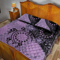 Cook Islands Turtle Quilt Bed Set Stars and Hibiscus - Purple