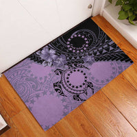 Cook Islands Turtle Rubber Doormat Stars and Hibiscus - Purple