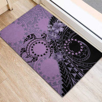 Cook Islands Turtle Rubber Doormat Stars and Hibiscus - Purple