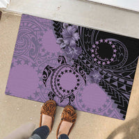 Cook Islands Turtle Rubber Doormat Stars and Hibiscus - Purple