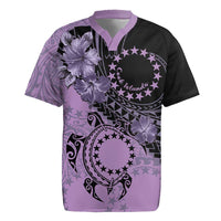 Cook Islands Turtle Rugby Jersey Stars and Hibiscus - Purple