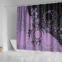 Cook Islands Turtle Shower Curtain Stars and Hibiscus - Purple