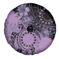 Cook Islands Turtle Spare Tire Cover Stars and Hibiscus - Purple