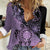 Cook Islands Turtle Women Casual Shirt Stars and Hibiscus - Purple