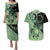 Cook Islands Turtle Couples Matching Puletasi and Hawaiian Shirt Stars and Hibiscus - Green