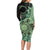 Cook Islands Turtle Long Sleeve Bodycon Dress Stars and Hibiscus - Green