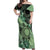 Cook Islands Turtle Off Shoulder Maxi Dress Stars and Hibiscus - Green