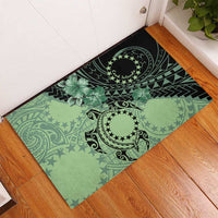 Cook Islands Turtle Rubber Doormat Stars and Hibiscus - Green