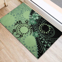 Cook Islands Turtle Rubber Doormat Stars and Hibiscus - Green