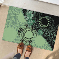 Cook Islands Turtle Rubber Doormat Stars and Hibiscus - Green