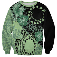 Cook Islands Turtle Sweatshirt Stars and Hibiscus - Green