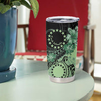 Cook Islands Turtle Tumbler Cup Stars and Hibiscus - Green