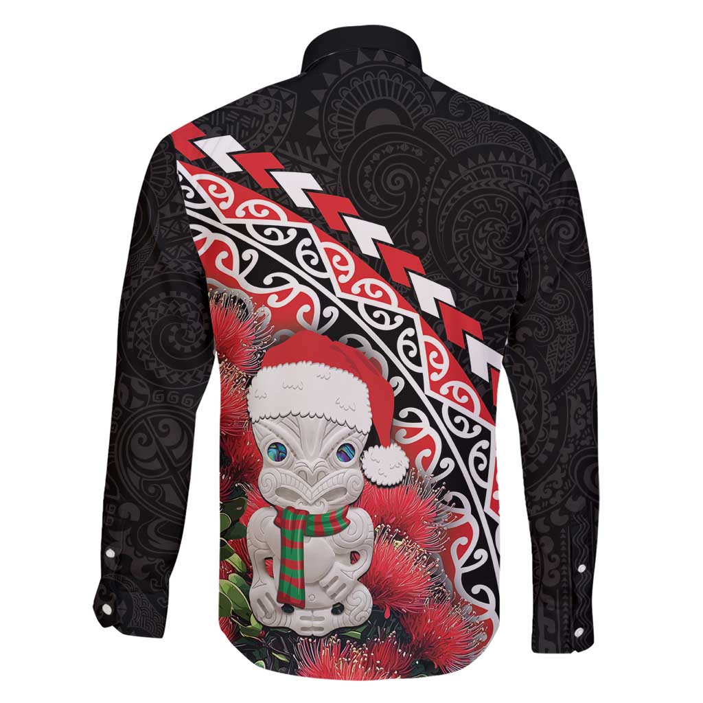 New Zealand Christmas Meri Kirihimete Family Matching Short Sleeve Bodycon Dress and Hawaiian Shirt Santa Hei Tiki Pohutukawa LT01 - Polynesian Pride