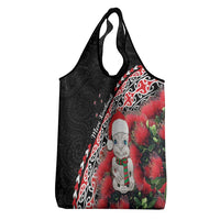 New Zealand Christmas Meri Kirihimete Grocery Bag Santa Hei Tiki Pohutukawa
