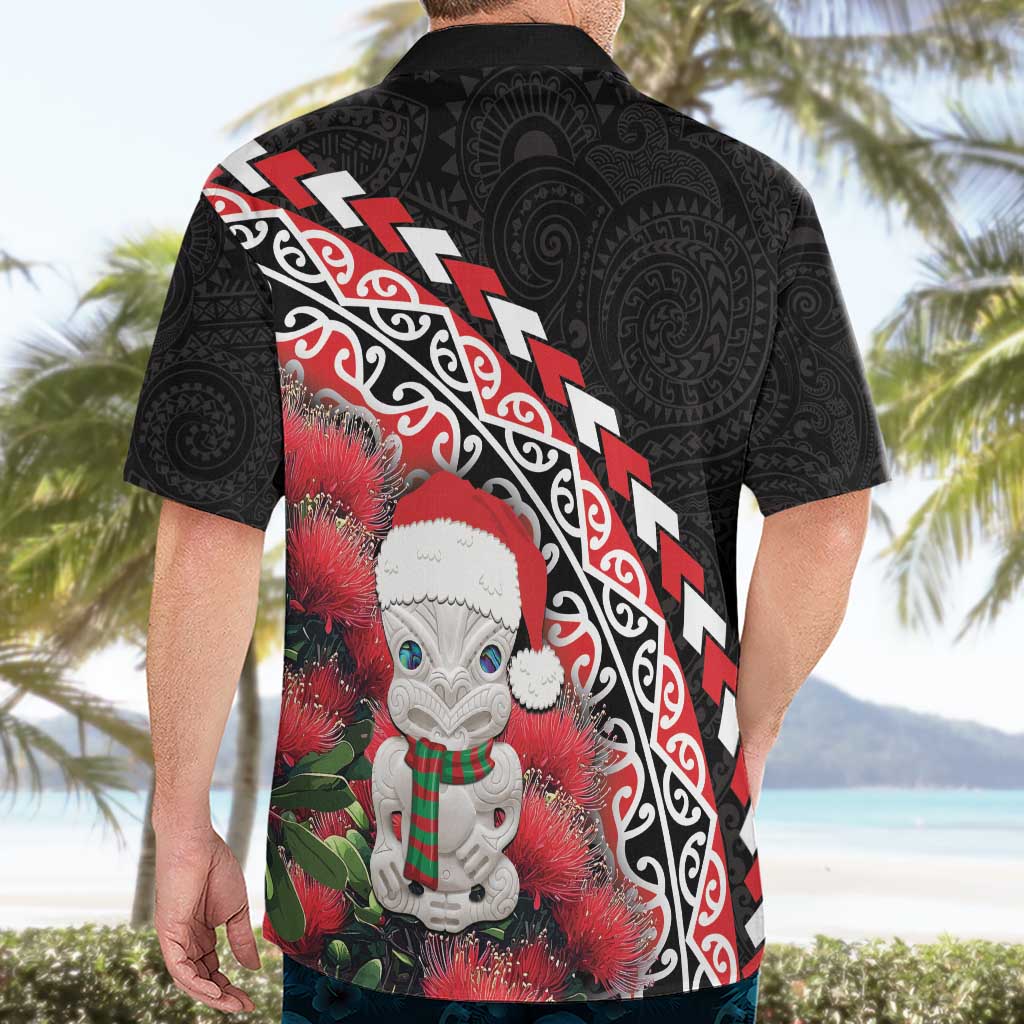 New Zealand Christmas Meri Kirihimete Hawaiian Shirt Santa Hei Tiki Pohutukawa