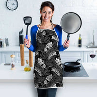Grayscale Monstera Apron Polynesian Tribal Pattern - Polynesian Pride