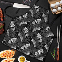 Grayscale Monstera Apron Polynesian Tribal Pattern - Polynesian Pride