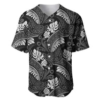 Grayscale Monstera Baseball Jersey Polynesian Tribal Pattern - Polynesian Pride
