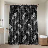 Grayscale Monstera Bathroom Set Polynesian Tribal Pattern - Polynesian Pride
