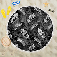 Grayscale Monstera Beach Blanket Polynesian Tribal Pattern - Polynesian Pride