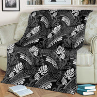 Grayscale Monstera Blanket Polynesian Tribal Pattern - Polynesian Pride