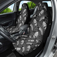 Grayscale Monstera Car Seat Cover Polynesian Tribal Pattern - Polynesian Pride