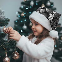 Grayscale Monstera Christmas Santa Hat Polynesian Tribal Pattern - Polynesian Pride