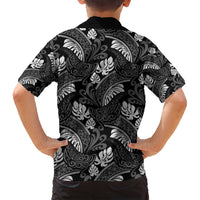 Grayscale Monstera Family Matching Puletasi and Hawaiian Shirt Polynesian Tribal Pattern - Polynesian Pride