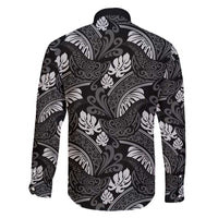 Grayscale Monstera Family Matching Short Sleeve Bodycon Dress and Hawaiian Shirt Polynesian Tribal Pattern - Polynesian Pride
