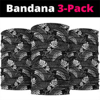 Grayscale Monstera Neck Gaiter Polynesian Tribal Pattern - Polynesian Pride