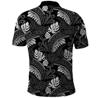 Grayscale Monstera Polo Shirt Polynesian Tribal Pattern - Polynesian Pride