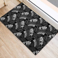Grayscale Monstera Rubber Doormat Polynesian Tribal Pattern - Polynesian Pride