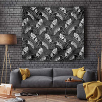 Grayscale Monstera Tapestry Polynesian Tribal Pattern - Polynesian Pride