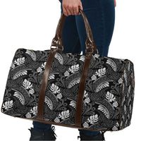 Grayscale Monstera Travel Bag Polynesian Tribal Pattern - Polynesian Pride
