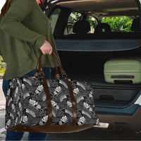Grayscale Monstera Travel Bag Polynesian Tribal Pattern - Polynesian Pride