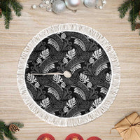 Grayscale Monstera Tree Skirt Polynesian Tribal Pattern - Polynesian Pride