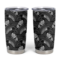 Grayscale Monstera Tumbler Cup Polynesian Tribal Pattern - Polynesian Pride