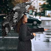 Grayscale Monstera Umbrella Polynesian Tribal Pattern - Polynesian Pride