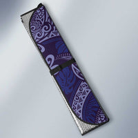 Deep Blue Monstera Auto Sun Shade Polynesian Tribal Pattern - Polynesian Pride