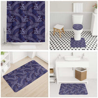 Deep Blue Monstera Bathroom Set Polynesian Tribal Pattern - Polynesian Pride